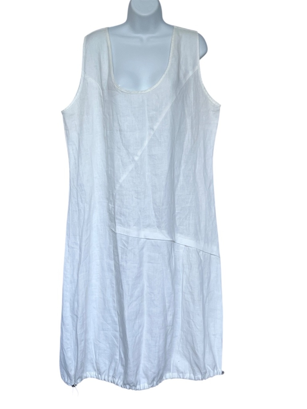Kokomarina Dress 100% Linen Sleeveless Loose Fit White Size 1 Drop Waist